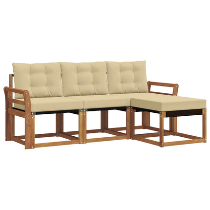 Utomhussoffset med kudde 4 pcs Naturlig och Beige