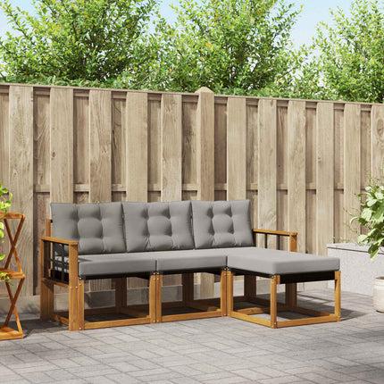 Utomhussoffset med kudde 4 pcs Naturlig och Ljus Grå