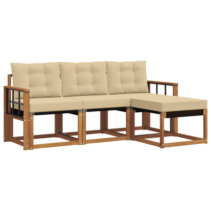 Utomhussoffset med kudde 4 pcs Naturlig och Beige