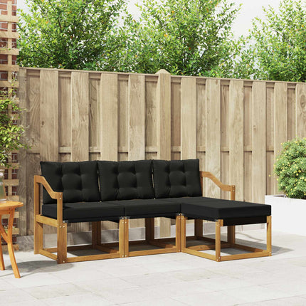 Utomhussoffset med kudde 4 pcs Naturlig och svart