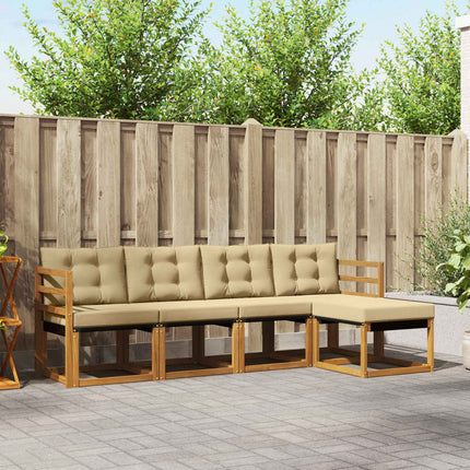 Utomhussoffset med kudde 5 pcs Naturlig och Beige