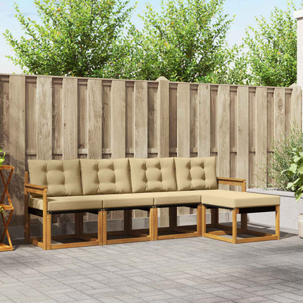 Utomhussoffset med kudde 5 pcs Naturlig och Beige