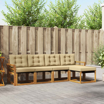 Utomhussoffset med kudde 5 pcs Naturlig och Beige