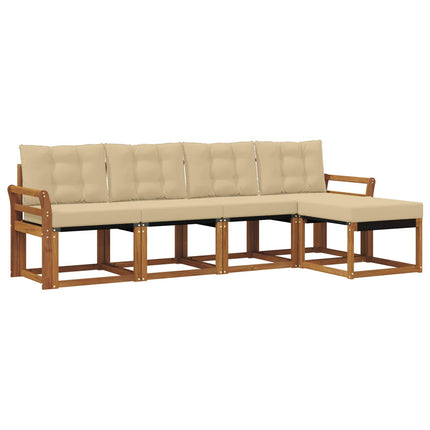 Utomhussoffset med kudde 5 pcs Naturlig och Beige