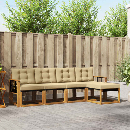 Utomhussoffset med kudde 5 pcs Naturlig och Beige