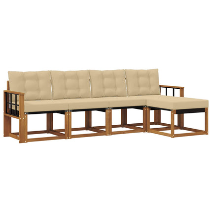 Utomhussoffset med kudde 5 pcs Naturlig och Beige