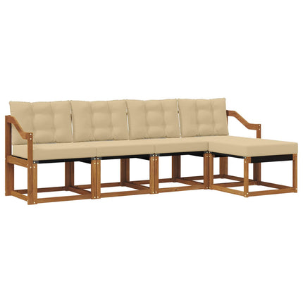 Utomhussoffset med kudde 5 pcs Naturlig och Beige