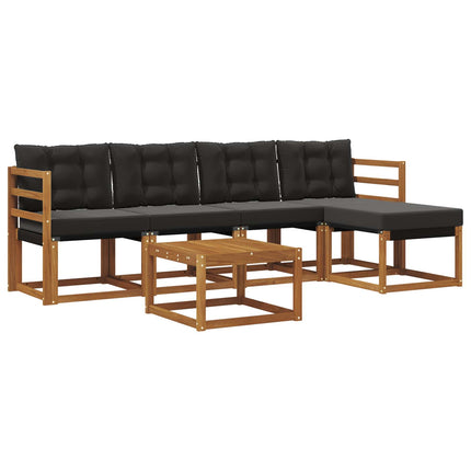 Utomhussoffset med kudde 6 pcs Naturlig och svart