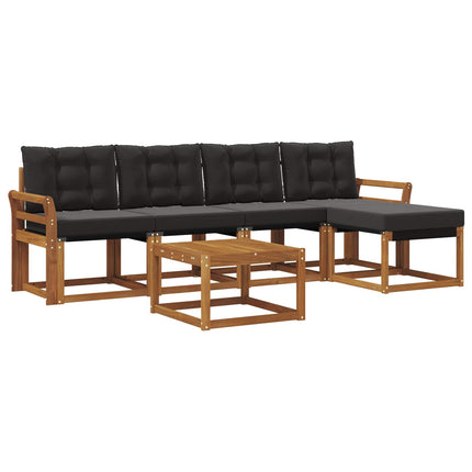 Utomhussoffset med kudde 6 pcs Naturlig och svart