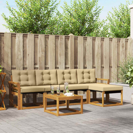 Utomhussoffset med kudde 6 pcs Naturlig och Beige