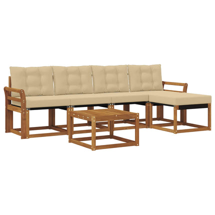 Utomhussoffset med kudde 6 pcs Naturlig och Beige