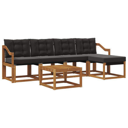 Utomhussoffset med kudde 6 pcs Naturlig och svart