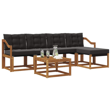 Utomhussoffset med kudde 6 pcs Naturlig och svart