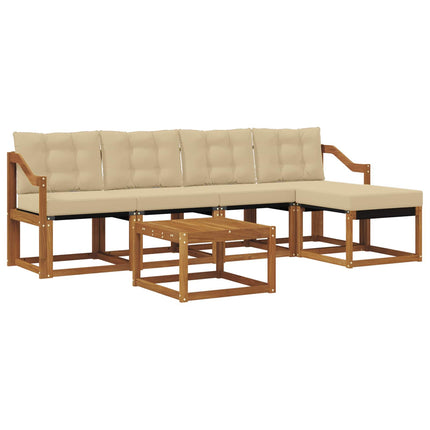 Utomhussoffset med kudde 6 pcs Naturlig och Beige