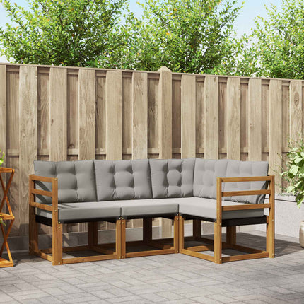Utomhussoffset med kudde 4 pcs Naturlig och Ljus Grå
