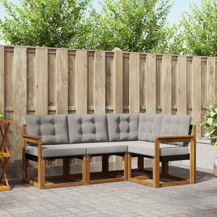 Utomhussoffset med kudde 4 pcs Naturlig och Ljus Grå