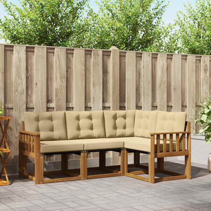 Utomhussoffset med kudde 4 pcs Naturlig och Beige
