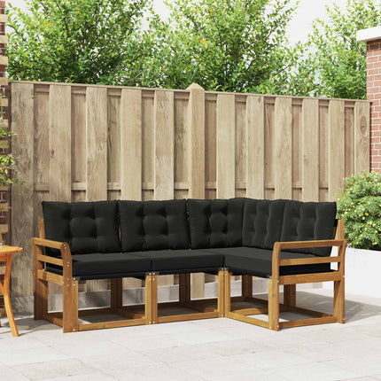 Utomhussoffset med kudde 4 pcs Naturlig och svart
