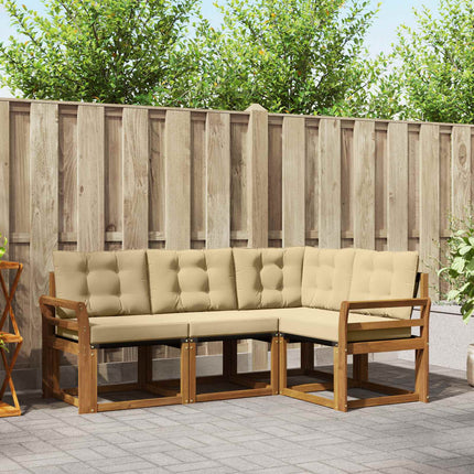 Utomhussoffset med kudde 4 pcs Naturlig och Beige