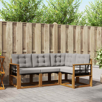 Utomhussoffset med kudde 4 pcs Naturlig och Ljus Grå