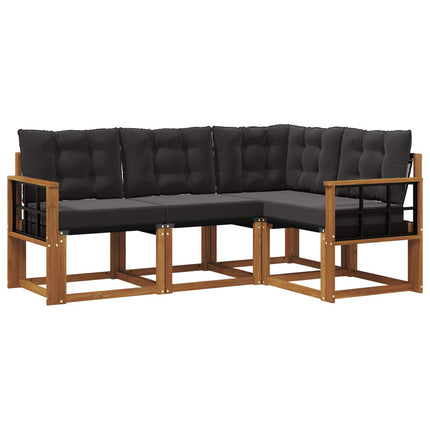 Utomhussoffset med kudde 4 pcs Naturlig och svart
