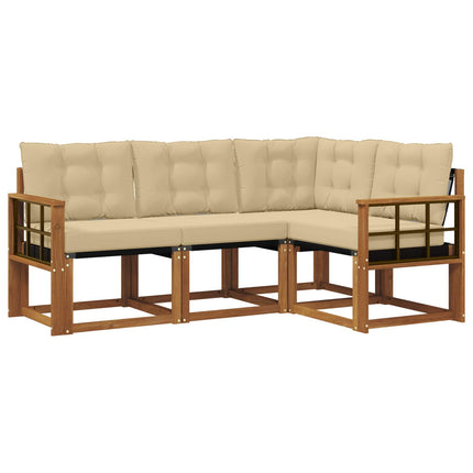 Utomhussoffset med kudde 4 pcs Naturlig och Beige