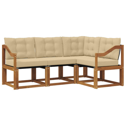 Utomhussoffset med kudde 4 pcs Naturlig och Beige