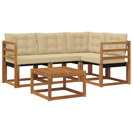 Utomhussoffset med kudde 5 pcs Naturlig och Beige