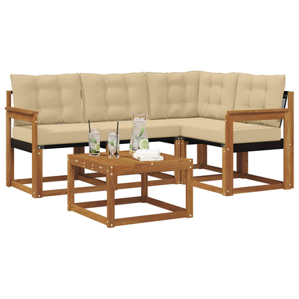 Utomhussoffset med kudde 5 pcs Naturlig och Beige