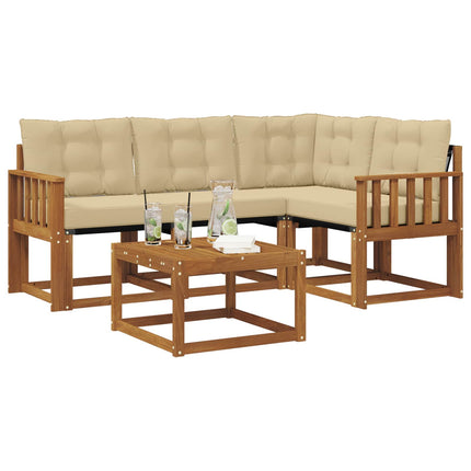 Utomhussoffset med kudde 5 pcs Naturlig och Beige