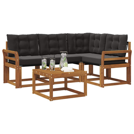 Utomhussoffset med kudde 5 pcs Naturlig och svart