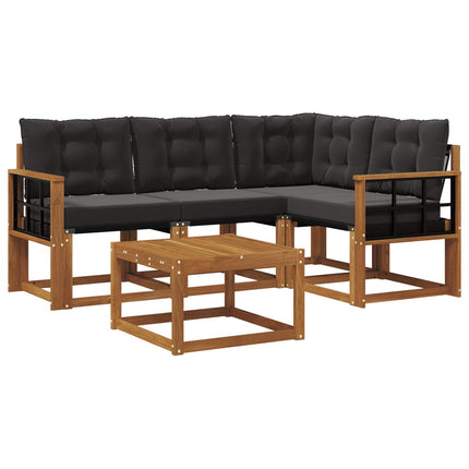 Utomhussoffset med kudde 5 pcs Naturlig och svart