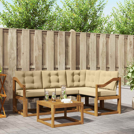 Utomhussoffset med kudde 5 pcs Naturlig och Beige
