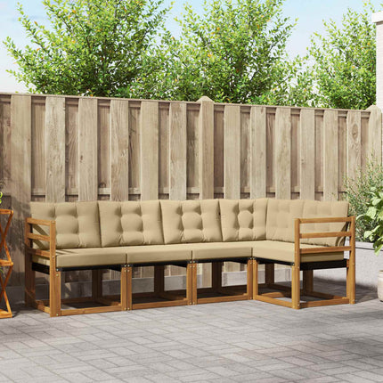 Utomhussoffset med kudde 5 pcs Naturlig och Beige