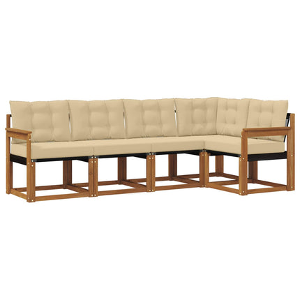 Utomhussoffset med kudde 5 pcs Naturlig och Beige
