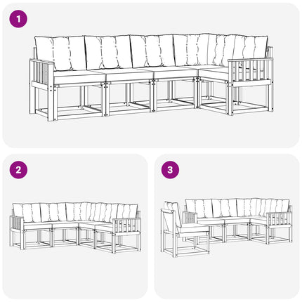 Utomhussoffset med kudde 5 pcs Naturlig och Grädde