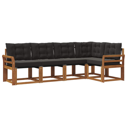 Utomhussoffset med kudde 5 pcs Naturlig och svart