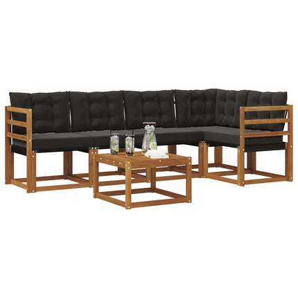 Utomhussoffset med kudde 6 pcs Naturlig och svart