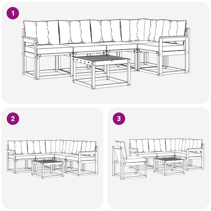 Utomhussoffset med kudde 6 pcs Naturlig och Grädde
