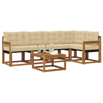 Utomhussoffset med kudde 6 pcs Naturlig och Beige