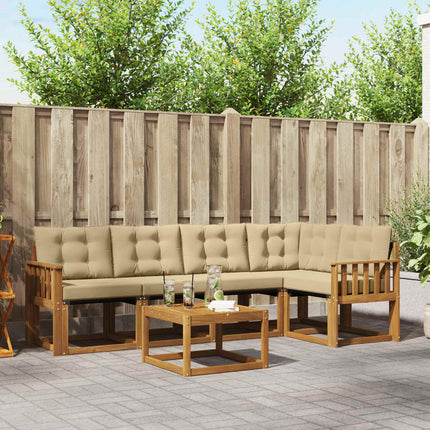 Utomhussoffset med kudde 6 pcs Naturlig och Beige