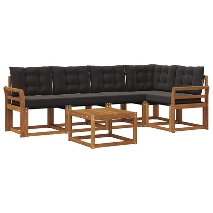 Utomhussoffset med kudde 6 pcs Naturlig och svart