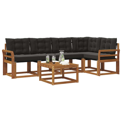 Utomhussoffset med kudde 6 pcs Naturlig och svart