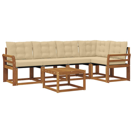 Utomhussoffset med kudde 6 pcs Naturlig och Beige