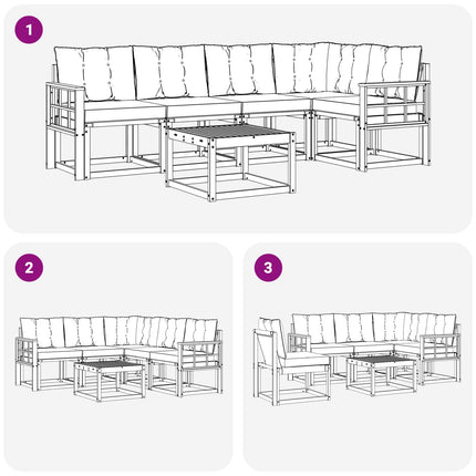 Utomhussoffset med kudde 6 pcs Naturlig och Beige