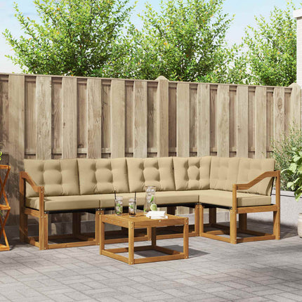 Utomhussoffset med kudde 6 pcs Naturlig och Beige