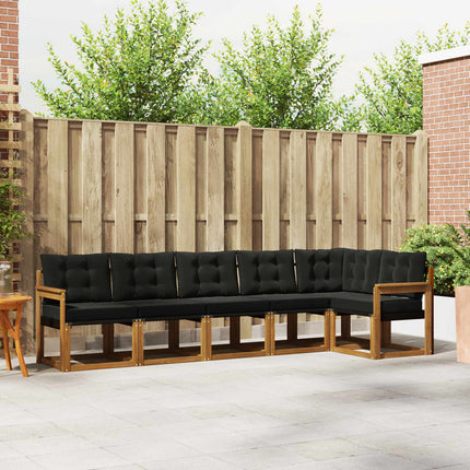 Utomhussoffset med kudde 6 pcs Naturlig och svart