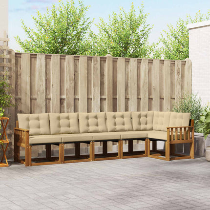 Utomhussoffset med kudde 6 pcs Naturlig och Beige