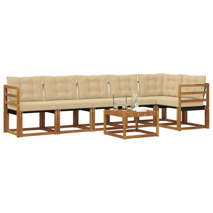 Utomhussoffset med kudde 7 pcs Naturlig och Beige
