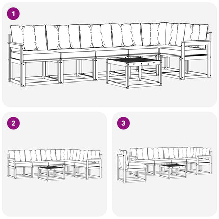 Utomhussoffset med kudde 7 pcs Naturlig och Grädde